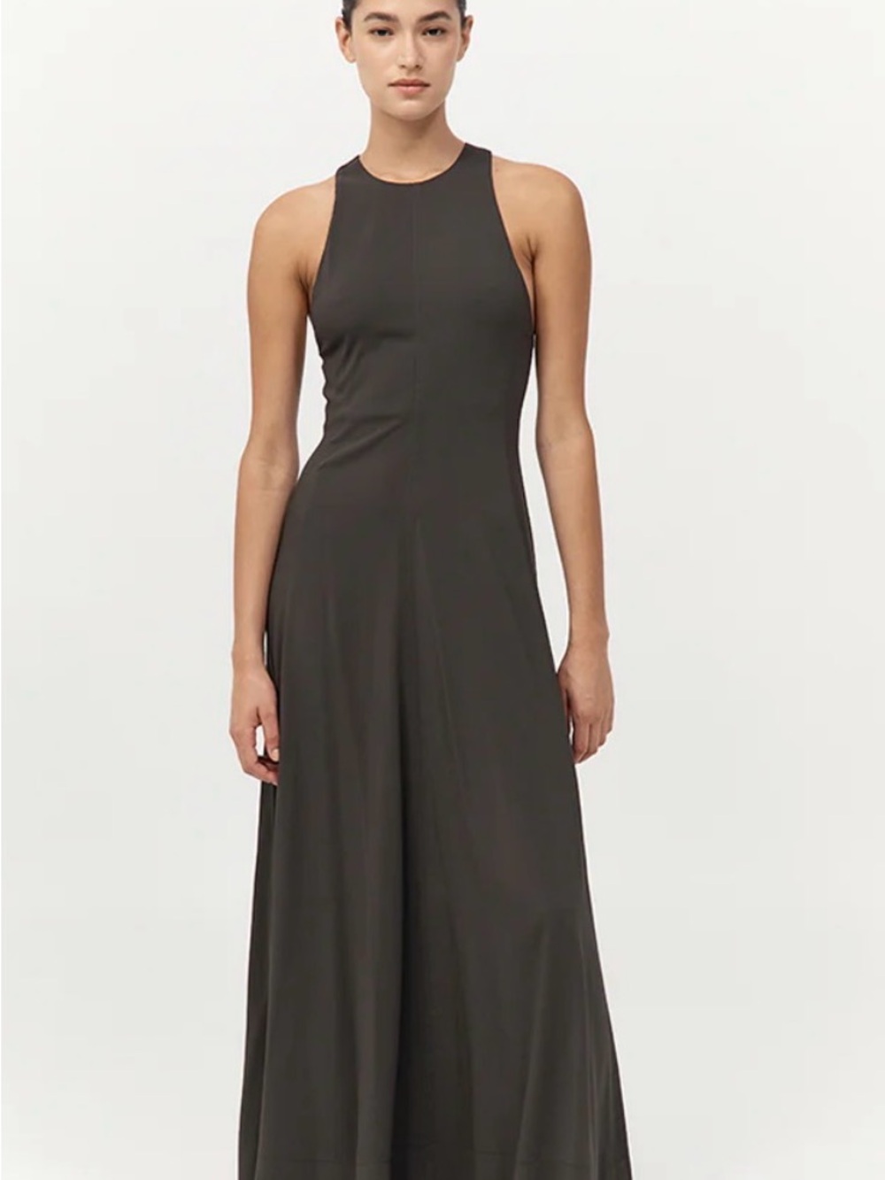 St. Agni Cut Away Maxi Dress in Black Olive